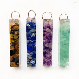 Pendant Necklaces Natural Quartz Crystal Chips Beads Resin Jewelry Cuboid Rectangular Geometric Necklace Accessories Diy