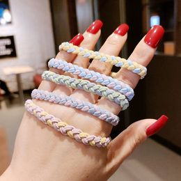 10pcs/lot Korea Simple Braid Colour Hair Rope Rubber Band Double Colour Elastic Hair Rope For Women Girls Scrunchies Ponytail Holder Hairpin Accessories 2318