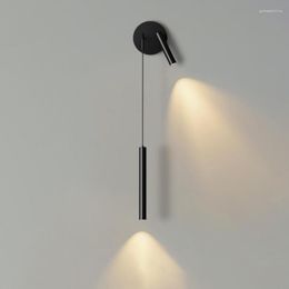 Wall Lamp Modern Creative Led Nordic Black Iron Aluminum Bedroom Bedside Sconces Spotlight Living Room Ceiling Hanging
