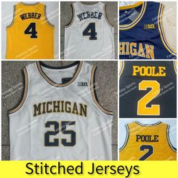 College Basketball Jersey Michigan Wolverines 2 Jorda Poole Chris Webber 4 Juwan Howard 25 Jalen Rose 5 Yellow Navy Men Jerseys Stitched