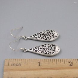 Dangle Earrings Genuine Real 925 Sterling Silver Floral Droplet Charm 45mm Length Stamp S925 For Woman