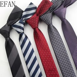 Neck Ties High Quality Mans Accessories Slim Skinny 5CM Narrow Tie for Men Jacquard Woven Fashion Stripe Ties Wedding Necktie 230728