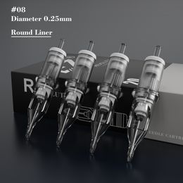 Tattoo Needles EZ rotary tattoo needle cylinder circular lining #08 0.25mm super tight L-Taper 7.0mm for rotary tattoo machine and grip20PCS/box 230728