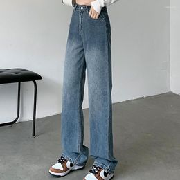 Women's Jeans Warm Plush Wide Leg Straight Tube Loose Autumn And Winter Thick Mop Pants Orean Vintage High Waist