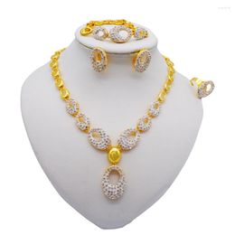 Necklace Earrings Set Jewellery For Women African Beads Wedding Choker Bridal Dubai Gold Colour Jewellery Sets