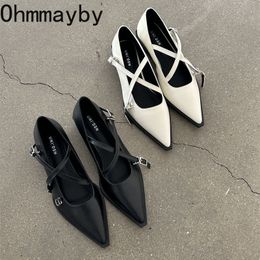 Dress Shoes Luxury Women Pumps Shoes Fashion Shallow High Quality Leather Ladies Elegant Pointe Toe Mary Jane Shoes 230729