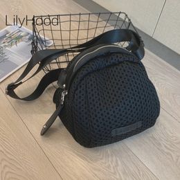 Evening Bag Small Casual Nylon Handbag Female Hollow Out Fabric Medium Size Shoulder Bag 2023 Leisure Shell Phone Side Sling Pouch 230729