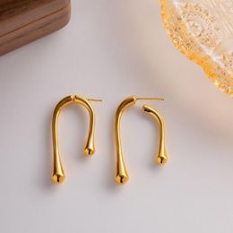 Dangle Earrings Minar French Asymmetric Metallic Geometric Drop For Women 18K Real Gold Plated Brass Long Hanging Earring Party Jewellery