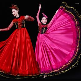 Stage Wear 360 Degree Performance Spanish Vestido Flamenco Dress Dresses Women Party Falda Red Evening Dance Custome