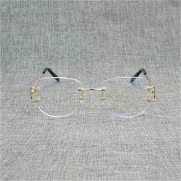 56% OFF Sunglasses 2023 Vintage Rimless Square Clear Glasses Men Oval Wire Eyeglasses Optical Metal Frame Oversize Eyewear Women for Reading OculosKajia New