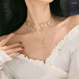 Chains Sunflower Xingx Necklace Set Female Niche Design Metal Collar High Sense Fashion Slimming Clavicle Chain