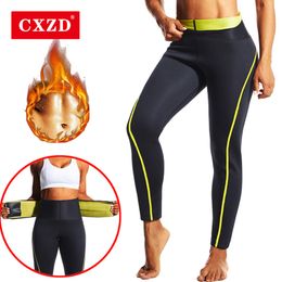 Waist Tummy Shaper CXZD Women Neoprene Sauna Sweat Pants Fat Burn Corset Leg Slimming Body Shaper Anti Cellulite Compression Leggings Shapewear 230728