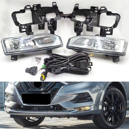 2PCS High Quality Car Front Bumper Fog Lamp cover Kit For NISSAN Qashqai 2018 2019 2020 Halogen Fog Light Harness Switch341J