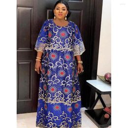 Ethnic Clothing H&D Dashiki African Dresses For Women Bazin Riche Embroidery Long Dress Formal Traditional Nigerian Gele Headt299A