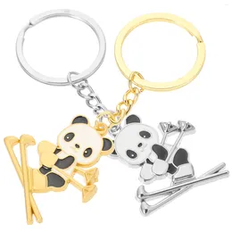 Keychains 2 Pcs Accesorios Para El Auto Handbag Cute Ornament Panda Pendant Womens Car Keys Ring Metal Lovely Student