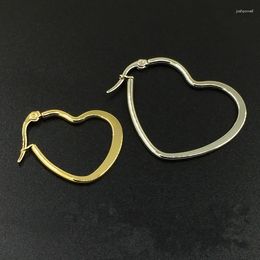 Hoop Earrings Fashion Women Lovers Female Flat Peach Big Heart Colour Gold Stainless Steel Hollow Like Shape Jewellery