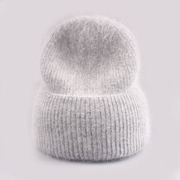 Beanie Skull Caps Xthree Winter Hat for Women Angola Beanie Knitted Rabbit Fur Skullies Warm Bonnet Cap Female Hats Girl 230729