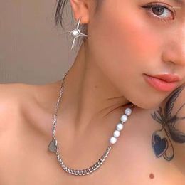 Chains Kimitoshi Summer Influencers Of The Same Style Cross Glow PearlNecklace