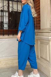 Womens designer tracksuit two piece set women sweat suit Long-sleeved shirt with ruffled collar fashion able and casual Wear a loose shirt pWear skims two piece