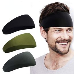 Bandanas 1PC Mens Solid Color Sport Hairbands High Elastic Nylon Absorb Sweat Forehead Headbands Outdoor Running Ball Game Gyms