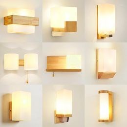 Wall Lamp Nordic Simple Modern Wood Acrylic For Living Room Balcony Aisle Bedroom Bedside Romantic Cozy Decor Night Lights