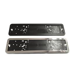 1 pcs Stainless Steel Car License Plate Frame Number Plate Holder With 8 Security Pins European German Russian 8K Premium283a