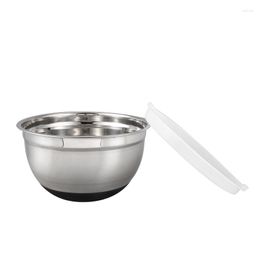 Bowls Stainless Steel Mixing Bowl Ergonomic Non-Slip Silicone Base Professional Kitchen DIY Grilled Salad Mixer With Lid