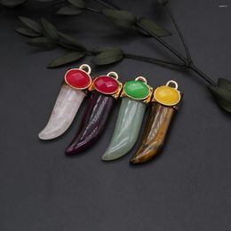 Pendant Necklaces Knife Shape Natural Crystal Pendants Healing Stone Charms Oval Faceted Gemstone Inlaid For Making Jewellery Necklace Gift