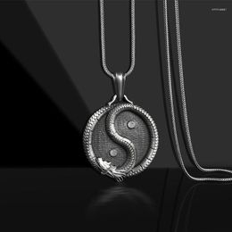 Pendant Necklaces Chinese Tai Chi Necklace For Women And Men Punk Yin Yang Dragon Pure Tin Charms Amulet Hip Hop Streetwear Jewelry Gift