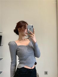 Women's Sweaters Petal Edge Sweater Spring Korean Version With A Slim Short Long-sleeved Thin Bottoming Shirt Top