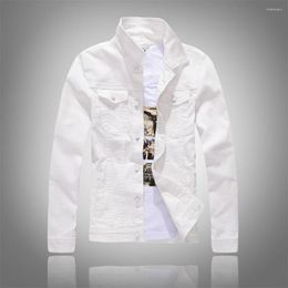 Men's Jackets Spring And Autumn Korean White Denim Jacket Slim Fit Long Sleeve Green