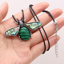 Pendant Necklaces 2023 Natural Stone Lapis Lazuli Crystal Necklace Insect Bee Abalone Shell Brooch Charms For Women Jewellery