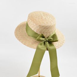 Wide Brim Hats Summer Bow Flat Straw Hat Female Holiday Travel Sun Visor Korean Version Of Seaside Modelling