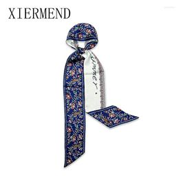 Scarves 2023 Spring Summer Ins Small Floral Scarf French Hair Band Narrow Slender Little Ribbon Women