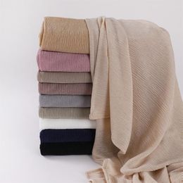 Scarves Cross-Border Arrival Women's Soft Solid Color Elastic Breathable Crumpled Jersey Pleated Toe Cap Scarf Veil