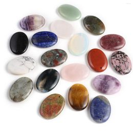 Pendant Necklaces 4 Pcs Natural Stone Pendants Oval Shape Random Healing Crystal Agate For Jewelry Making Necklace