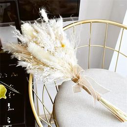 Decorative Flowers Pampas Grass Dried Flower Arrangement White Bouquet Wedding Decoration Natural For Room Party Birthday Home Decor