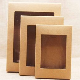 White Black Kraft Paper Box with Window Gift Cake Packaging Boxes Wedding Birthday Favors Container with PVC Windows JL1721