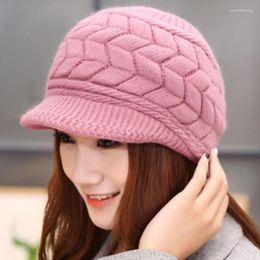 Berets Women Beret Beanie Cap Crochet Warm Knitted Slouch Caps Ladies Winter Peaked Hat