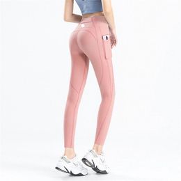 Lululemom leggings نساء يوجا طماق الركض السراويل اللياقة البدنية للتمرين على الجري مع الجيب الجانبي الصالة الرياضية بسلاسة خوخ بعقب الضيق سروال الرياضة تجفيف سريع 342