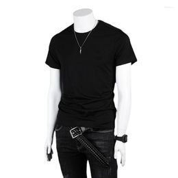 Men's T Shirts Men Pure Color Short Sleeve T-Shirt 2023 Summer Small Stretch Round Neck Tee Homme Daily Casual Tops White Black Grey