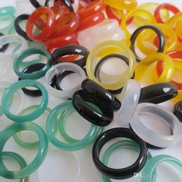 Inside Diameter 16mm-18mm Width 6mm Factory Direct Sale Agate Ring New Jade Agate Accessories Couple RingS black pink green white red