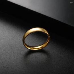 Cluster Rings 2/4/6/8mm High Quality Stainless Steel Ring For Women Men Couple Wedding Wholesale Simple Gold Plated Polish Jewellery