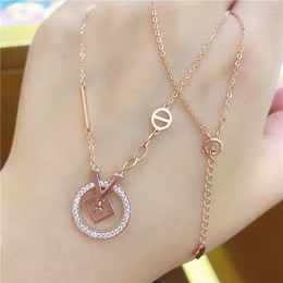 Chains 585 Purple Gold In Light Luxury Classic LOVE Letter Pendant Plated 14K Rose Integrated Necklace Fashion Jewellery