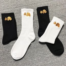 Men's Socks black and white cotton socks style Personalised embroidery broken head bear online popular fashion sports trendy sock