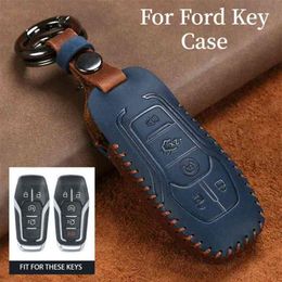 Leather Car Cover Case for Fusion Mondeo Mustang F-150 Explorer Edge 2015 2016 2017 2018 CarStyling Key Protection330e