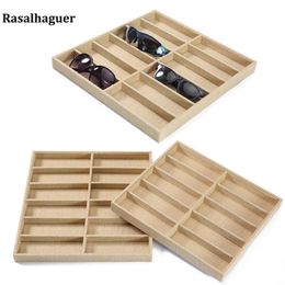 Jewelry Stand Fashion Glasses Cases Linen 6/10/12 Grids Sunglasses Display Box Sunglasses Display Glasses Display Props Jewelry Organizer Tray 230728