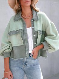Women's Jackets 2023 Spring Women Coat Long Sleeve Casual Vintage Green Top Oversize Loose Jacket Female Clothes