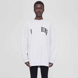 Bings Women Sweatshirts Classic Letter Print Sweater White Flower Grey Inner Brushed Round Neck Designer Hoodies Tops