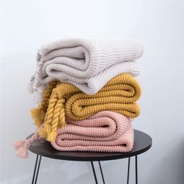 Blankets Tassel Knitted All Season Home Bed Comforter Blanket Women Manta Furniture Covering Drop Shopping
